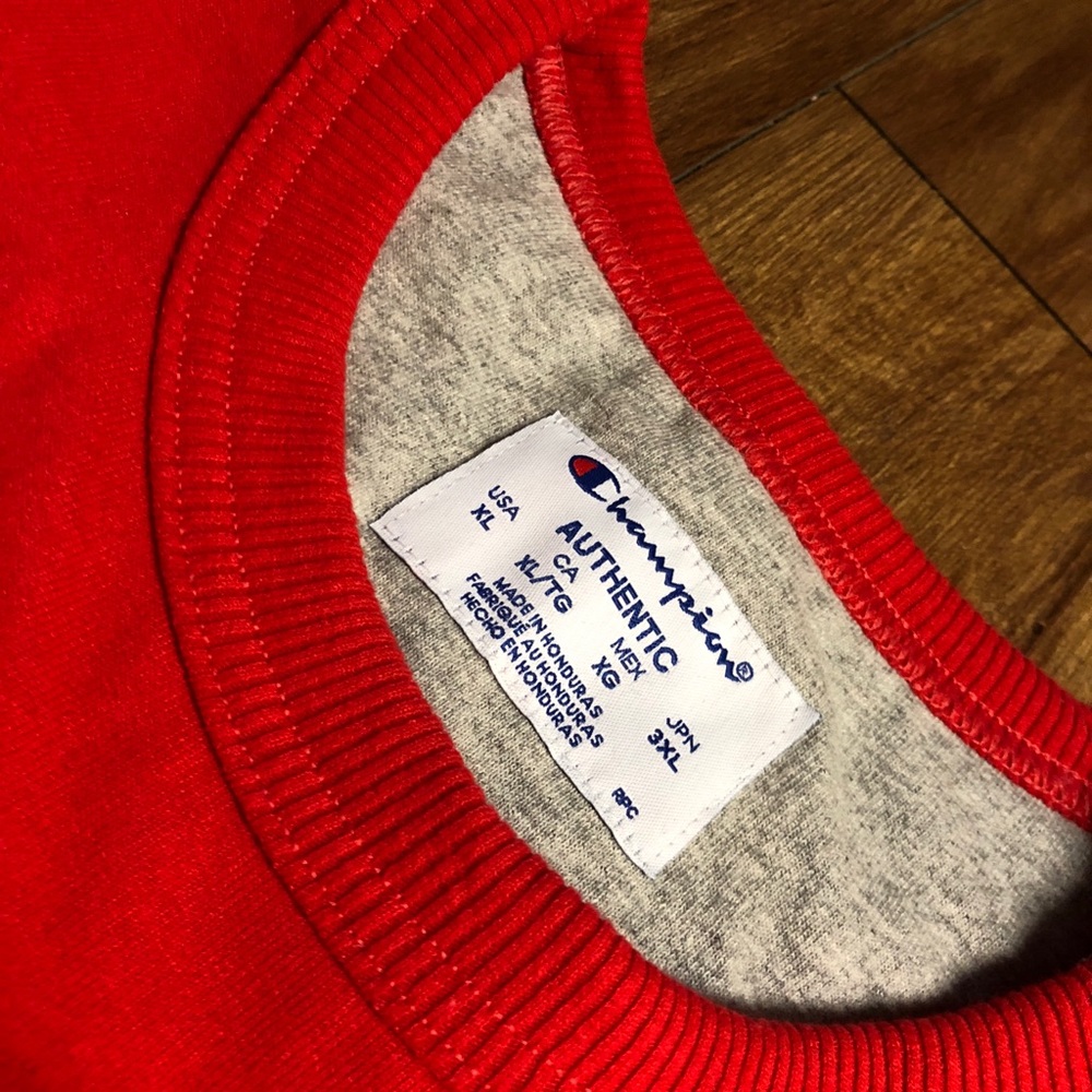 Red champion crewneck